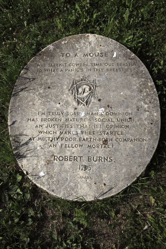 Fotografie: Steinplatte mit einem Gedicht des schottischen Dichters Robert Burns