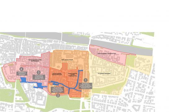Plangrafik Gestaltungskonzpt Emmeramsplatz mit möglichem Planungsablauf