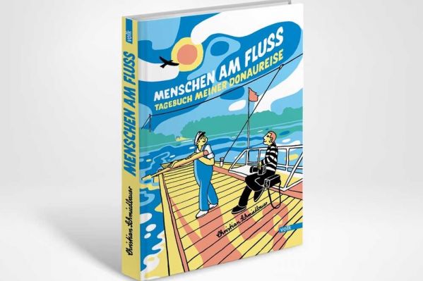 Comic Menschen am Fluss