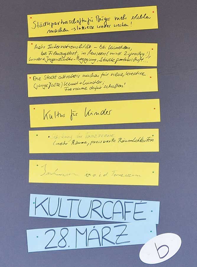 Kulturportal - Kulturcafe - Wand mit Post-its