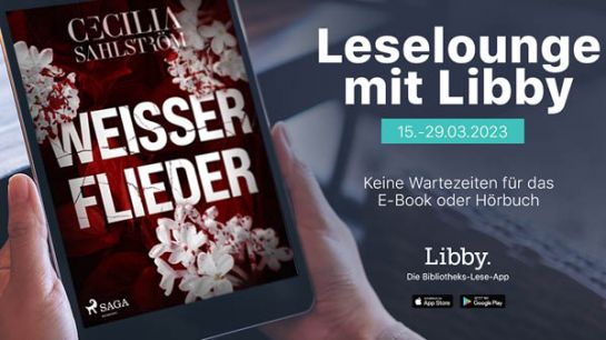 Buchcover "weißer Flieder" mit der Leselounge auf Libby (C) Overdrive
