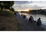Stadt Regensburg: Sonnenuntergang an der Donaulände