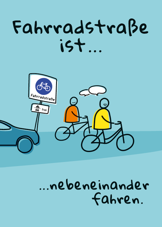 Grafik: Plakat Fahrradstraße blau