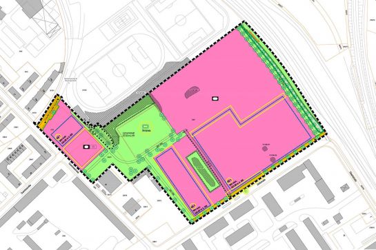 Grafik - Planzeichnung des Sportparks Ost (C) Stadt Regensburg