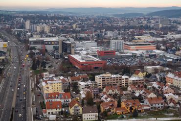 Fotografie - Luftaufnahme mit dem Donau-Einkaufszentrum
