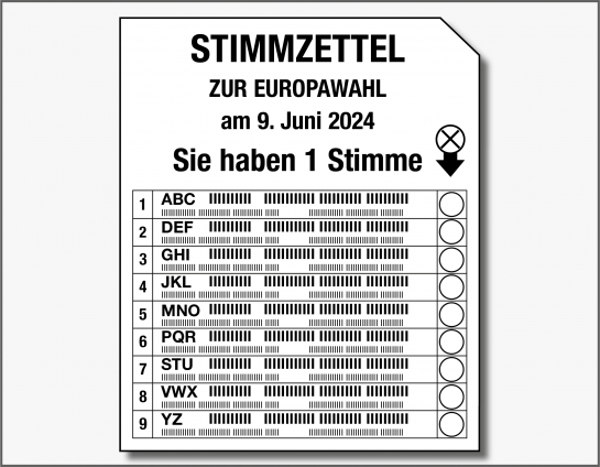 Stimmzettel zur Europawahl 2024