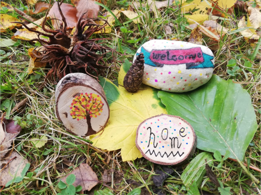WS Handlettering - Steine und Holzplättchen
