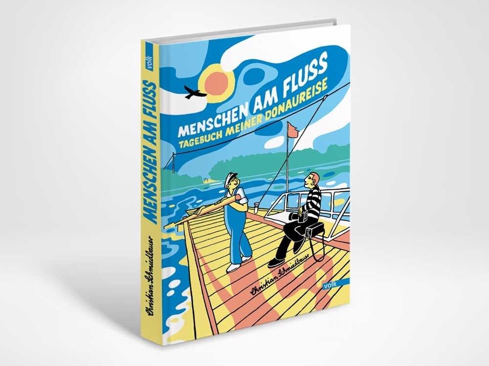 Comic Menschen am Fluss