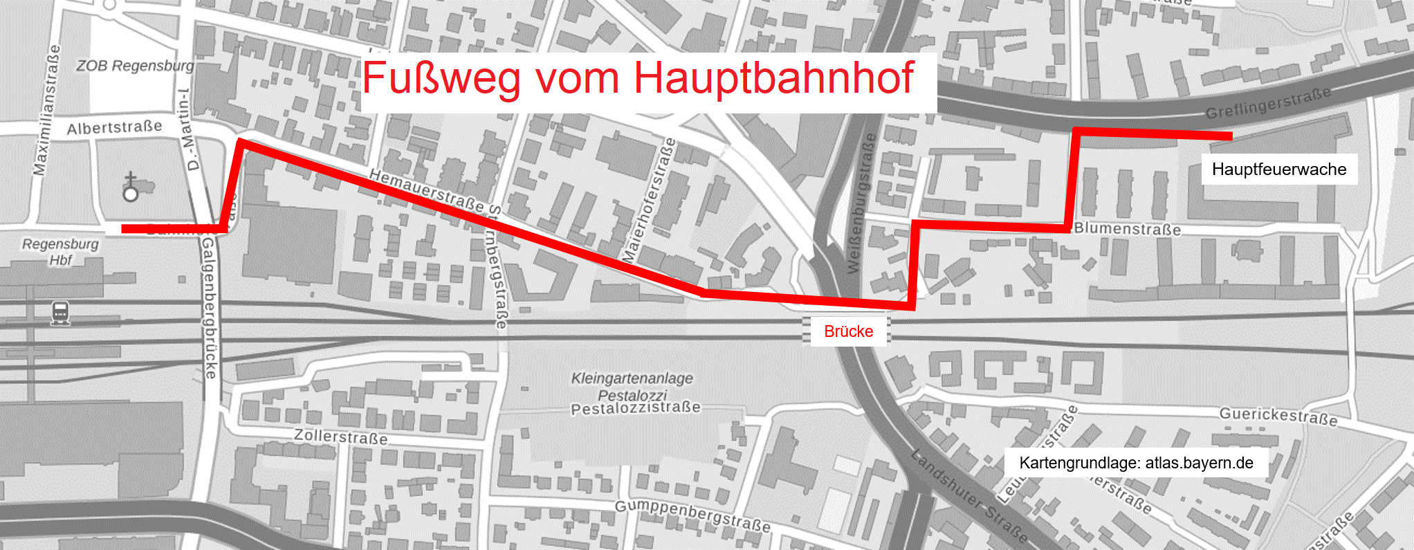 Fußweg vom Hauptbahnhof