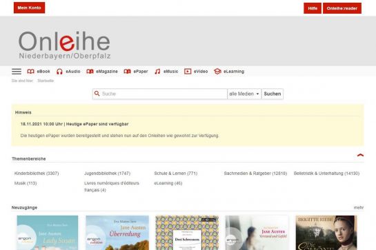Screenshot Onleihe Website (C) Rebecca Schöls