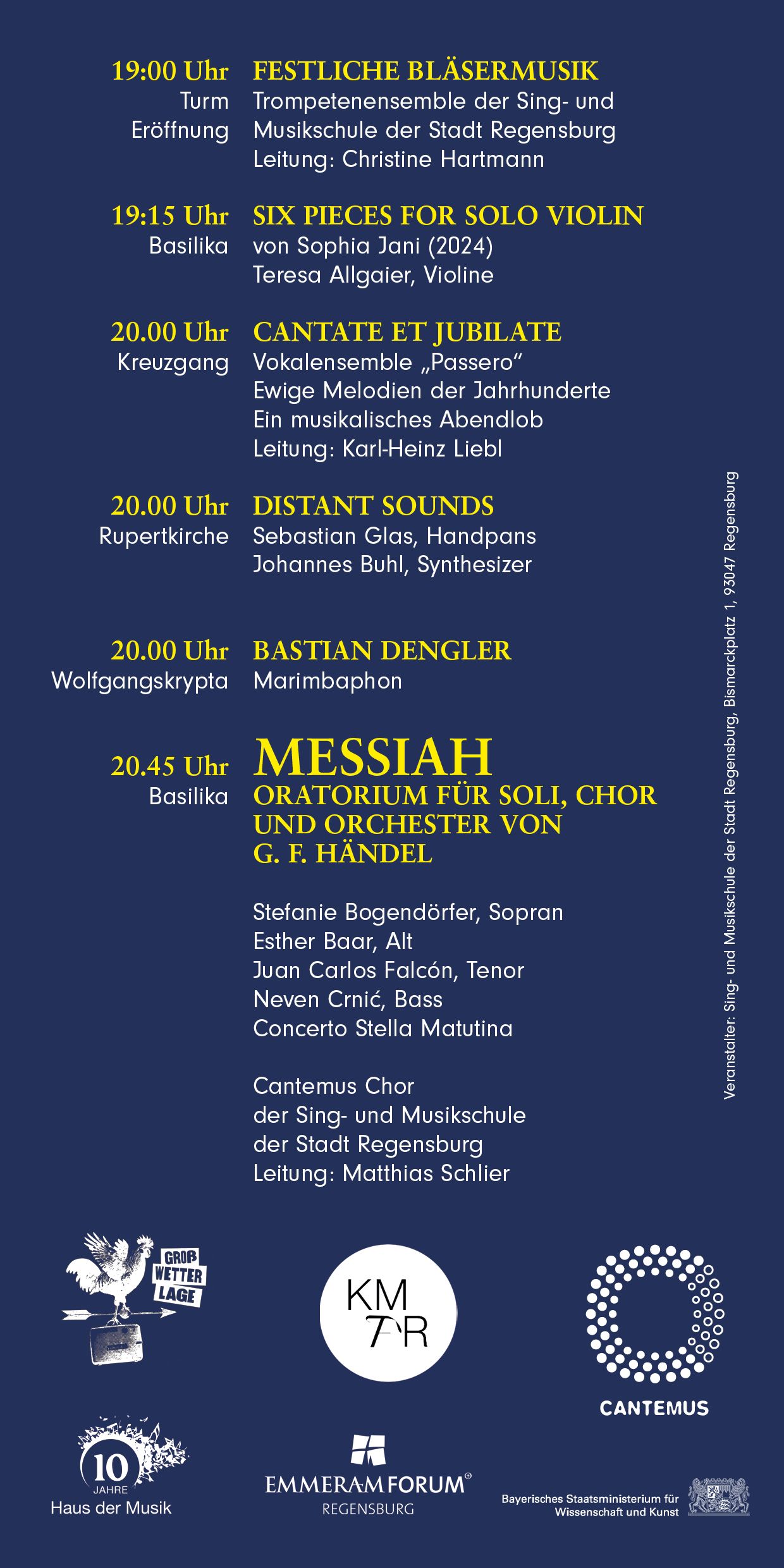 Nacht der Musik am 20.9.25 im Kreuzgang, in den Kirchen und Krypten von St. Emmeram