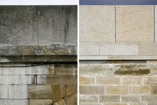 Steinerne Brücke - Brüstung vorher-nachher ©Bilddokumentation Stadt Regensburg Steinerne Brücke - Brüstung vorher-nachher (C) Bilddokumentation Stadt Regensburg