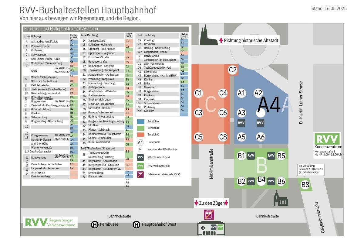Fernbushaltestelle am Hauptbahnhof Regensburg