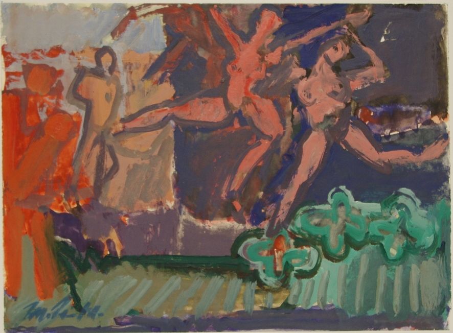 Fotografie – Tanzende, 1982, Tempera auf Papier und Hartfaserplatte, Inv. Nr. G 2012/52,245, Museen der Stadt Regensburg
