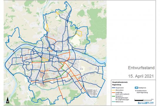 Grafik: Karte mit Radroutennetz