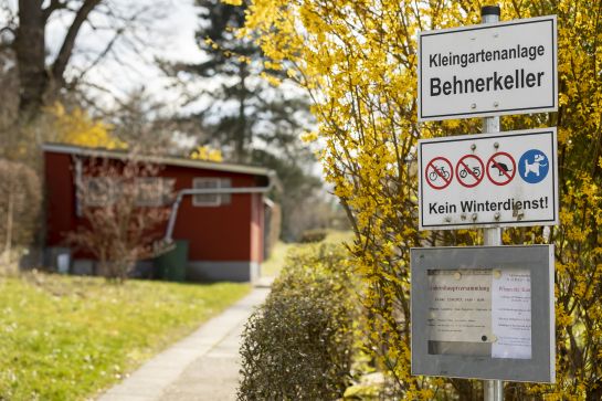 Fotografie: Eingang zur Kleingartenanlage Behnerkeller