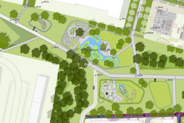 Angelegt wird der Inklusionsspielplatz in der Form eines Drachen. (C) mahl·gebhard·konzepte, Landschaftsarchitekten BDLA, Stadtplaner, Partnerschaftsgesellschaft mbB, München Integrativer Spielplatz - Grafik