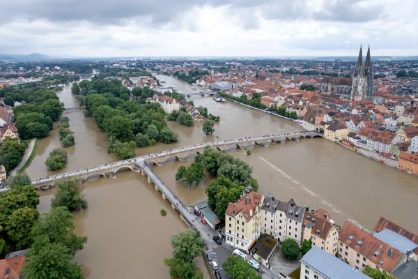 Fotografie: Hochwasseraufnahme der Jahninsel