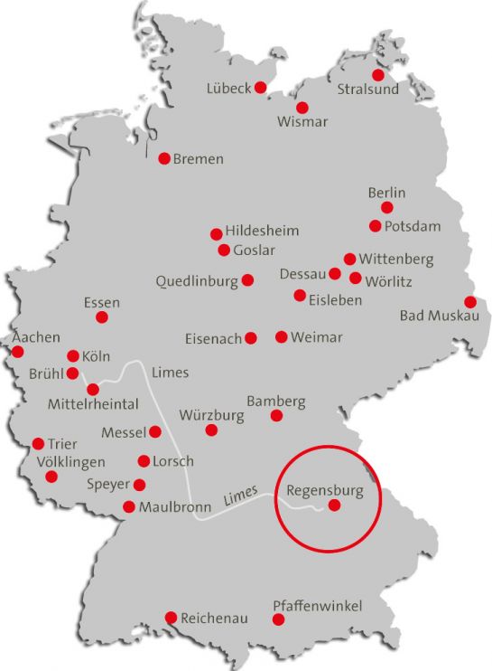 Lage von Regensburg in Deutschland