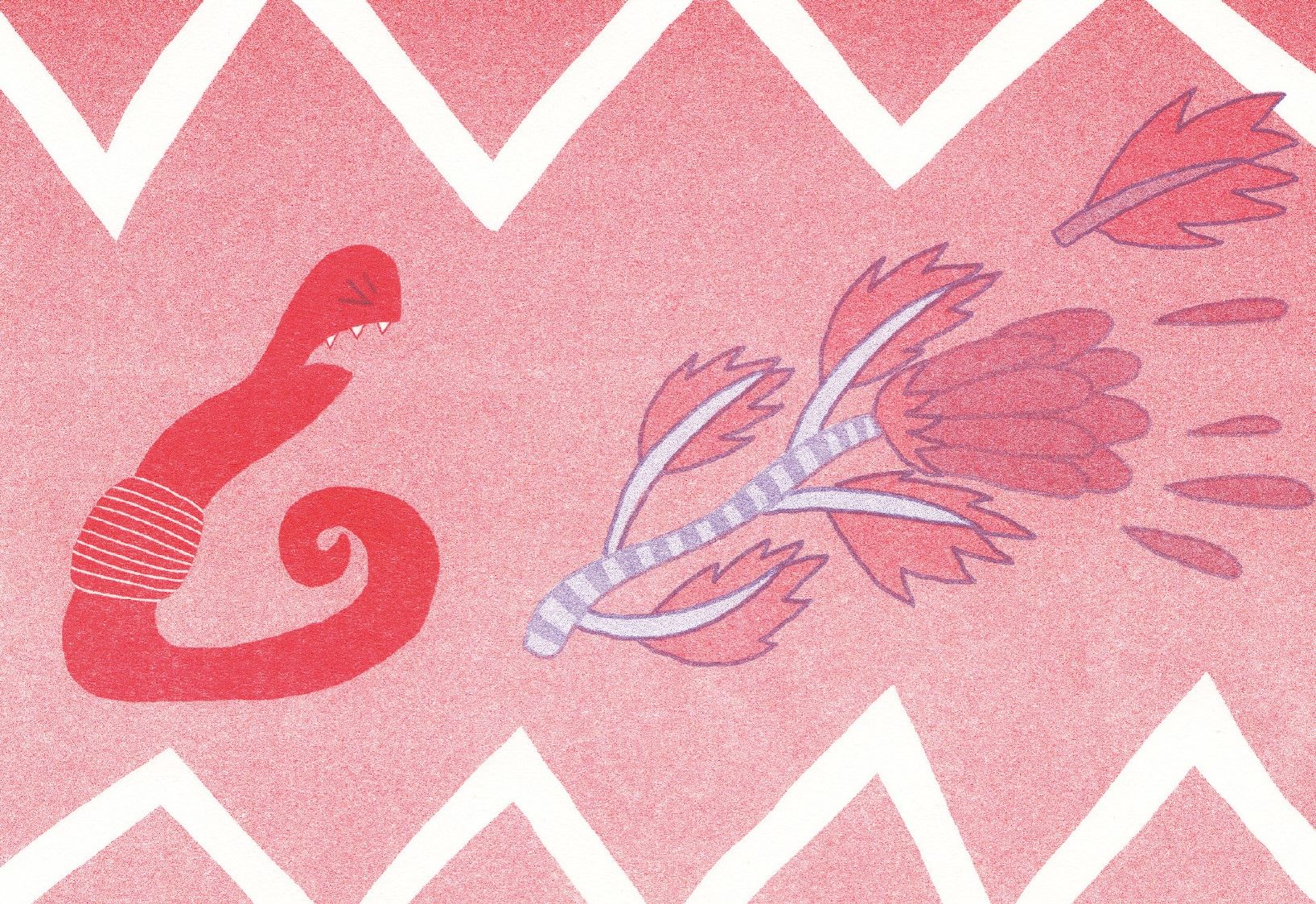 Grafik: Ein Wurm schreit einen Baum an.