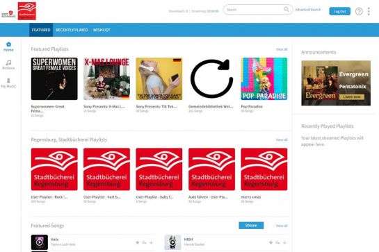 Screenshot der Internetseite Freegal. Man sieht verschiedene CD-Covers. (C) Rebecca Schöls