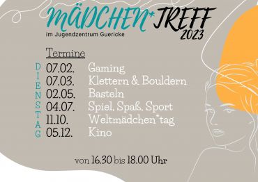 Auf dem Bild sind die Angebote des Mädchen*treff zu sehen.