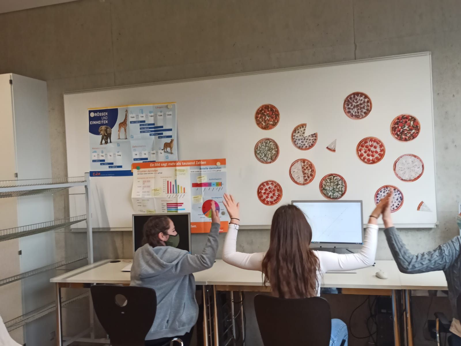 Die Schülerinnen und Schüler können an PCs Lernsoftware oder dynamische Geometrie-Software bzw. CAS benutzen.