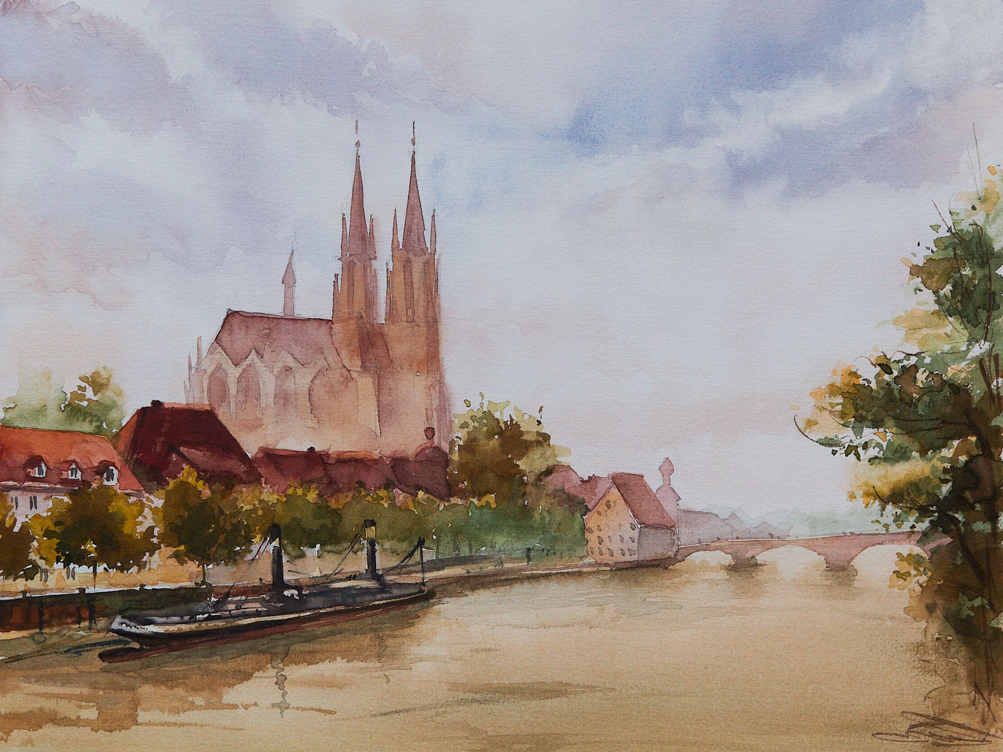 Aquarelle Regensburgs