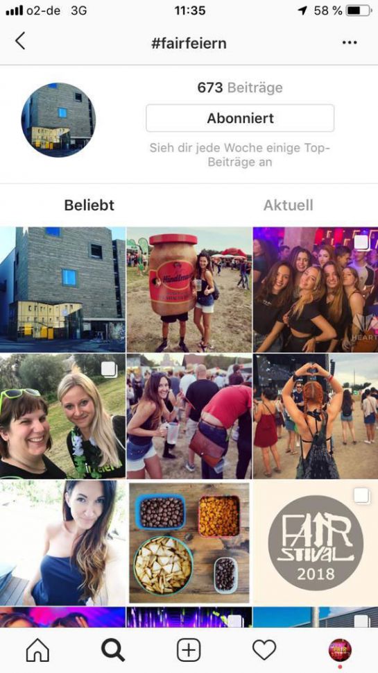 Fair feiern - Instagram Hashtag