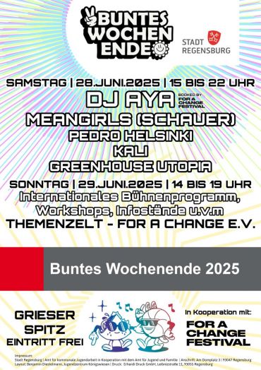 Plakat zur Veranstaltung "Buntes Wochenende 2025"