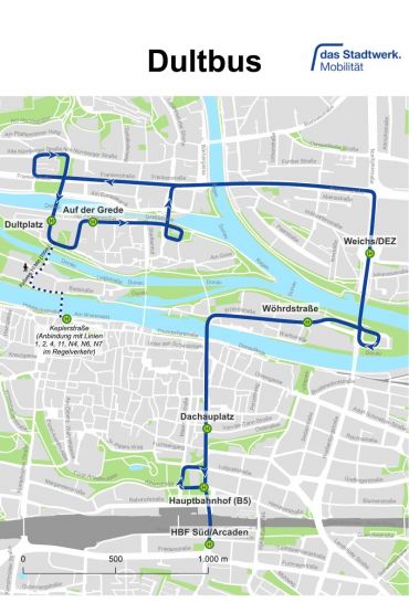 Karte - Dultbus 2025 - Haltestellen