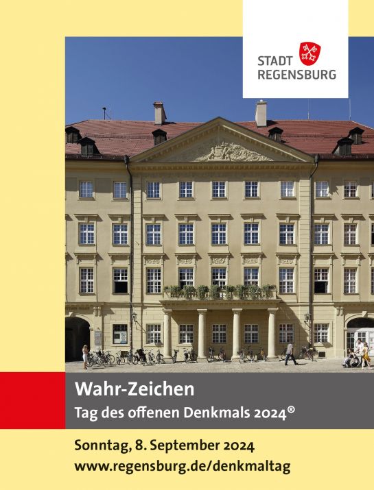 Flyer - Denkmaltag 2023 - Denkmal auf gelbem Grund