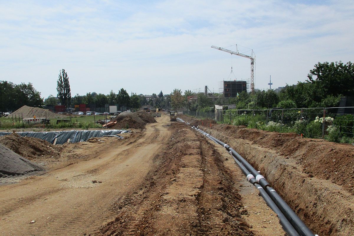 Lessingstraße - Neue Straßentrasse mit Blick nach Süden