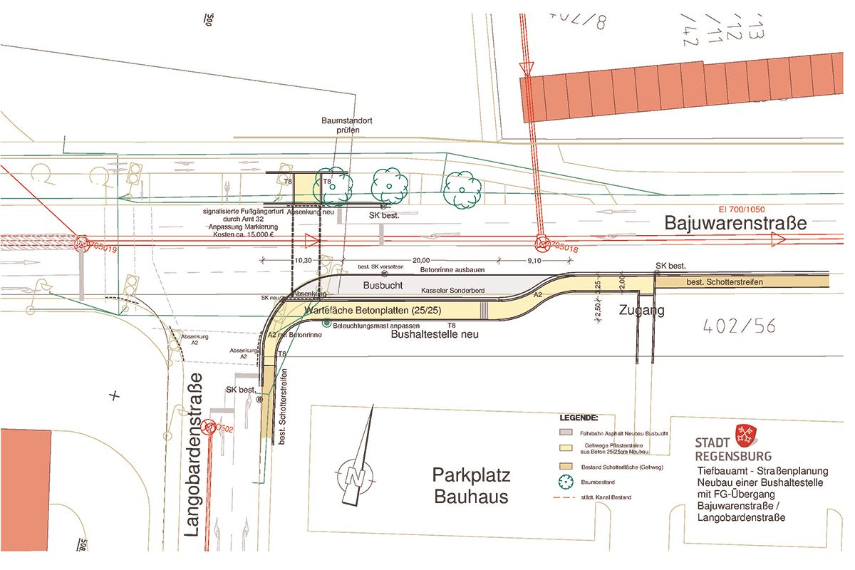 Lageplan Haltestelle Langobardenstraße