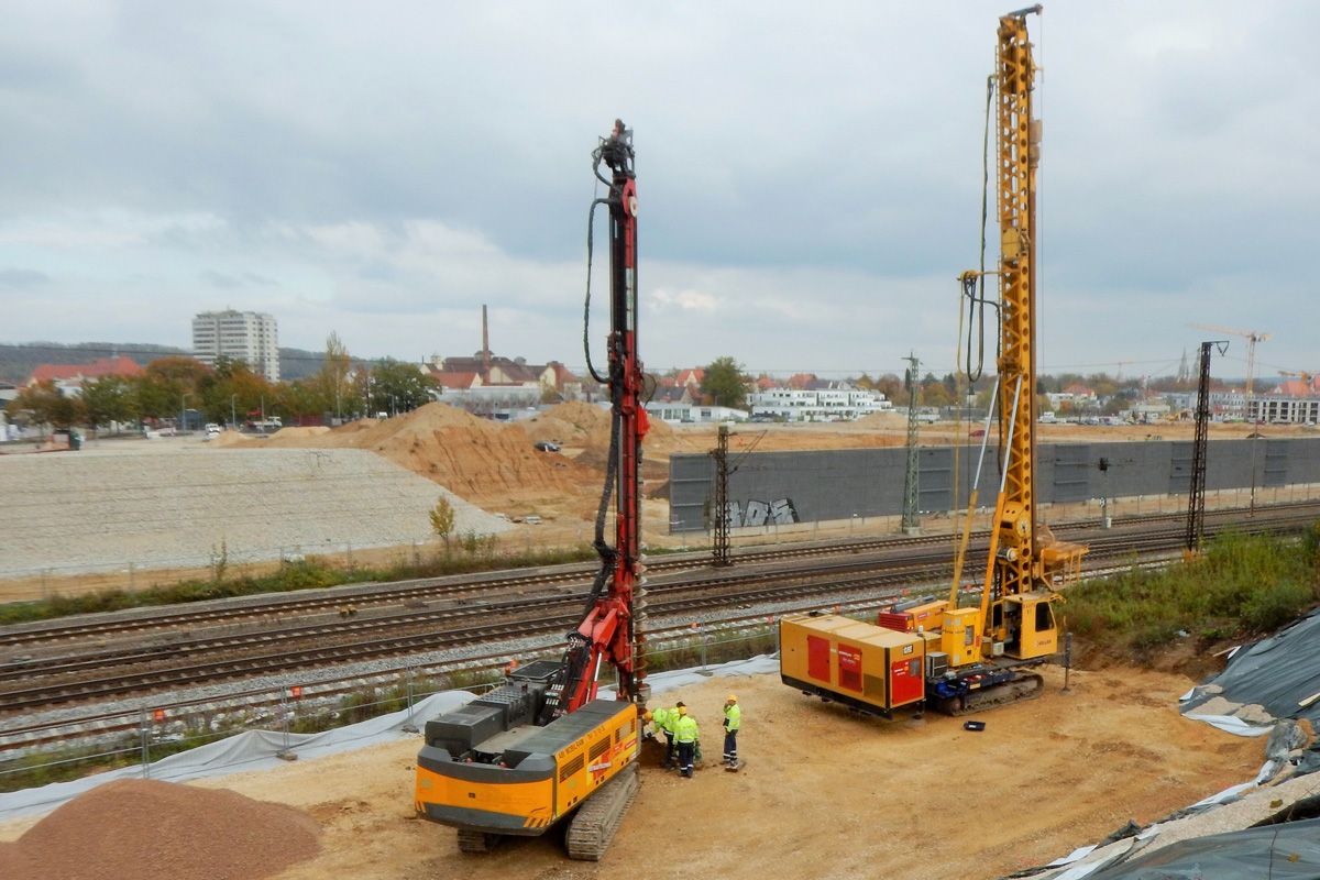 Tiefbau - Neubau Klenzebrücke - Fotografie - Untergrundverbesserung Rüttelstopfverfahren 1