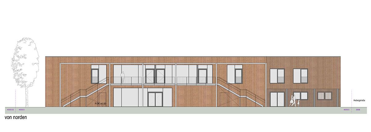 Zeichnung – Kindertagesstätte Hedwigstraße - Ansicht Nord 