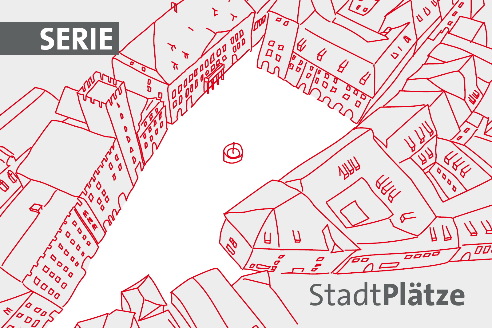 Grafik: Titelbild StadtPlätze mit Zeichnung des Haidplatzes