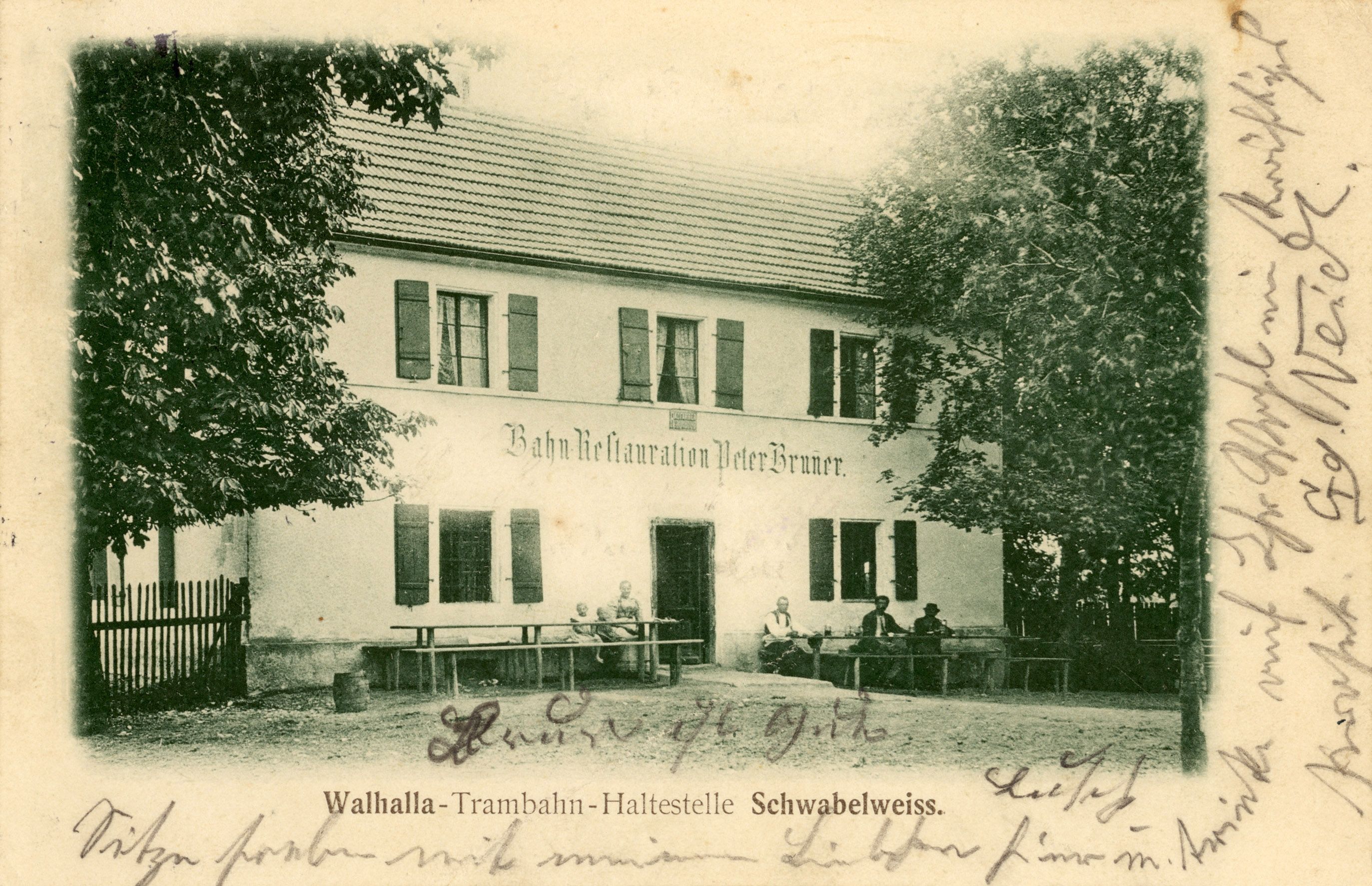 Fotografie: Haltestelle der Walhalla-Trambahn 1902