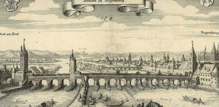 Themenbild Stadtgeschichte - Merian-Stich der Steinernen Brücke