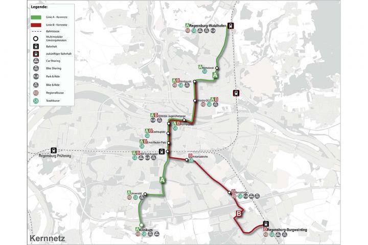 Höherwertiges ÖPNV-System für Regensburg - Kernnetz