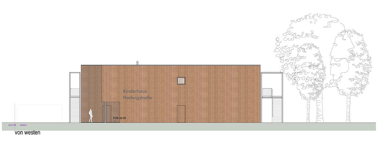 Zeichnung – Kindertagesstätte Hedwigstraße - Ansicht West