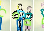 “Meine große Schwester mit Ball” Triptychon / Größe: 3 x (115 x 80 )cm / Acryl / Leinwand / Keilrahmen © Nowotny Peter