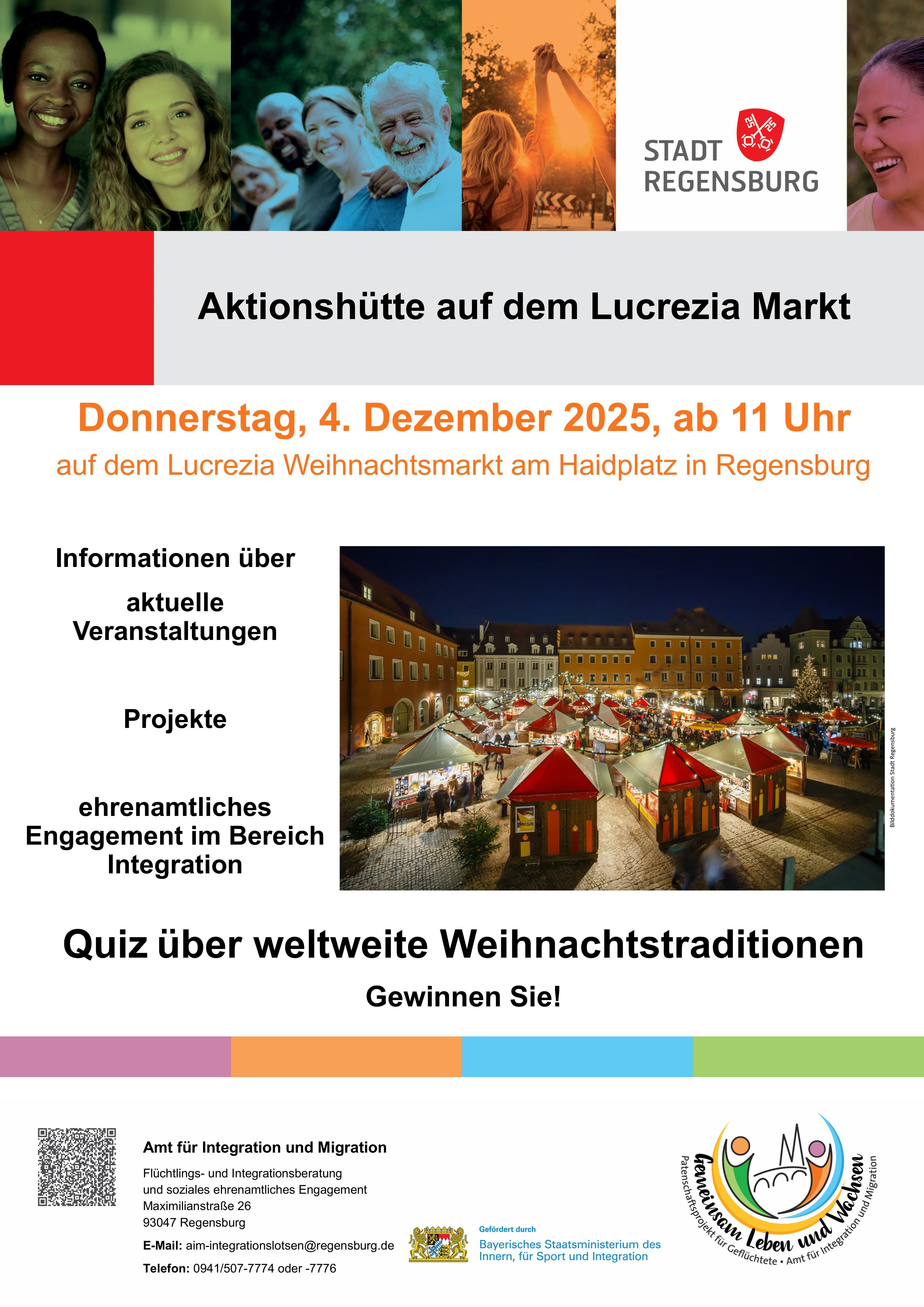 Plakat zur Aktionshütte auf dem Lucrezia Markt
