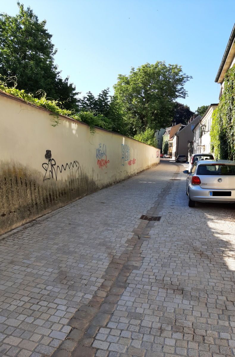 Fotografie - Die neu gestaltete Entwässerungsrinne dient als Orientierungshilfe für Sehbehinderte Menschen.