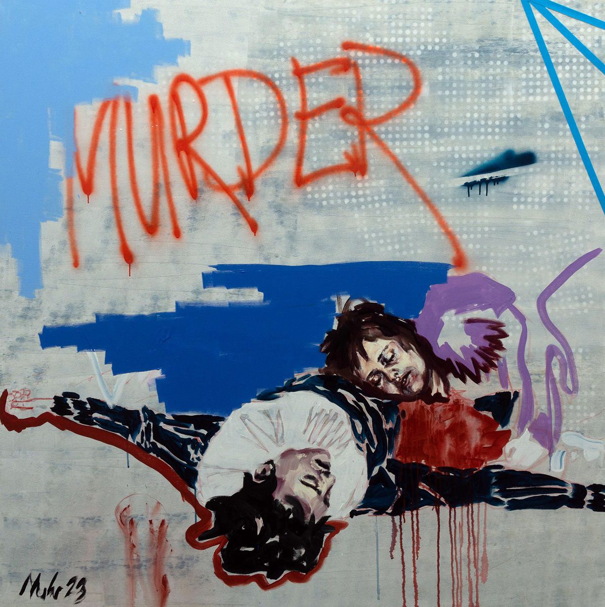 Kunstwerk, Reproduktion – Leiche am Boden liegend 