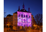 Fotografie: Violett angestrahlt wurde das Westböhmische Museum.