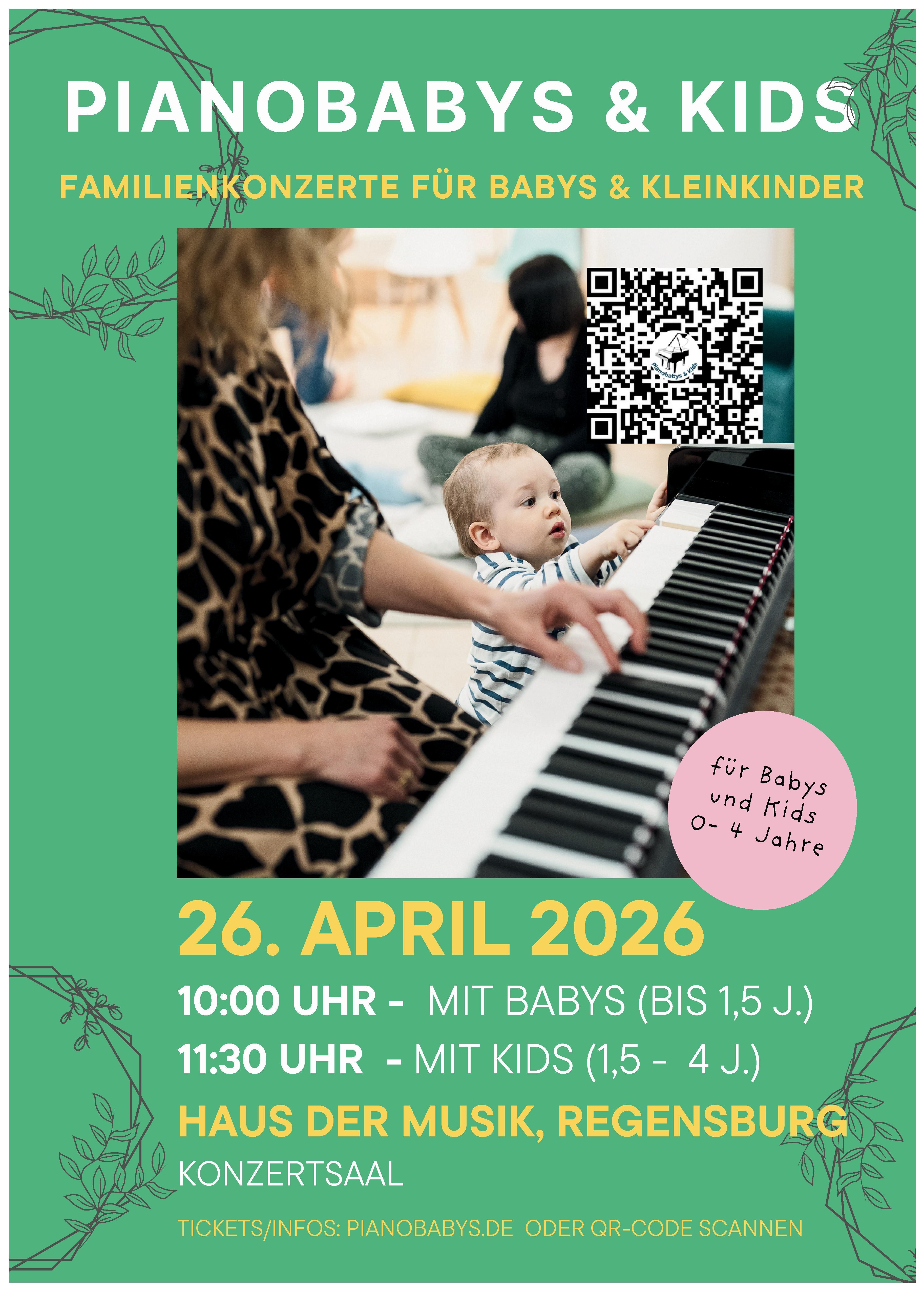 Pianobabys & Kids, Familienkonzerte für Babys & Kleinkinder am Sonntag, den 26.4.26