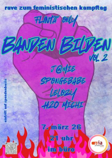 Plakat FLINTA* Party von pro familia in action zum Frauentag2026 am 7.3.2026