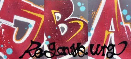 Grafitti JBA mit Schriftzug Regensburg © Kompetenzagentur Regensburg, Künstler: M. Müller 