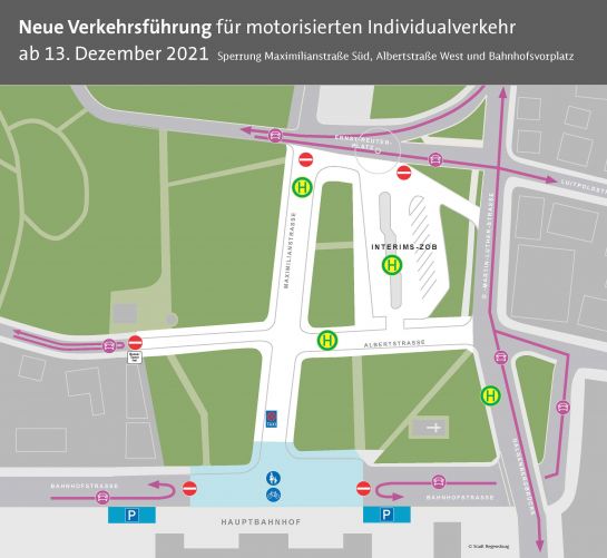 Neue Verkehrsführung für motorisierten Individualverkehr
ab 13. Dezember 2021 (C) Stadt Regensburg